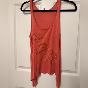 Charlotte Russe Coral Tank Top with Floral Accents